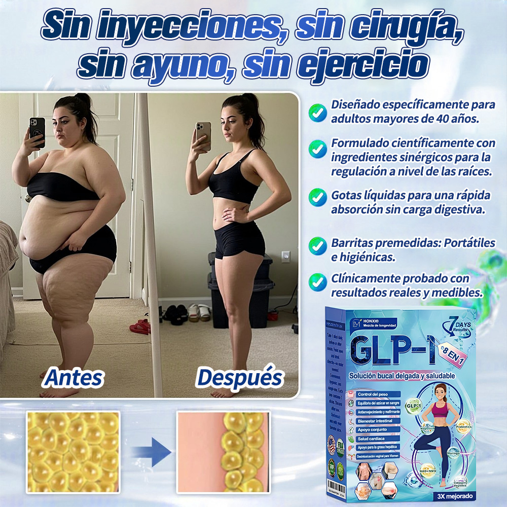 Tienda en línea | Honxi® GLP-1 Solución oral adelgazante y saludable (una vez al día, resultados visibles en 7 días) Favorece la obesidad, la salud cardiovascular, la diabetes, la apnea del sueño, la salud intestinal y los problemas articulares