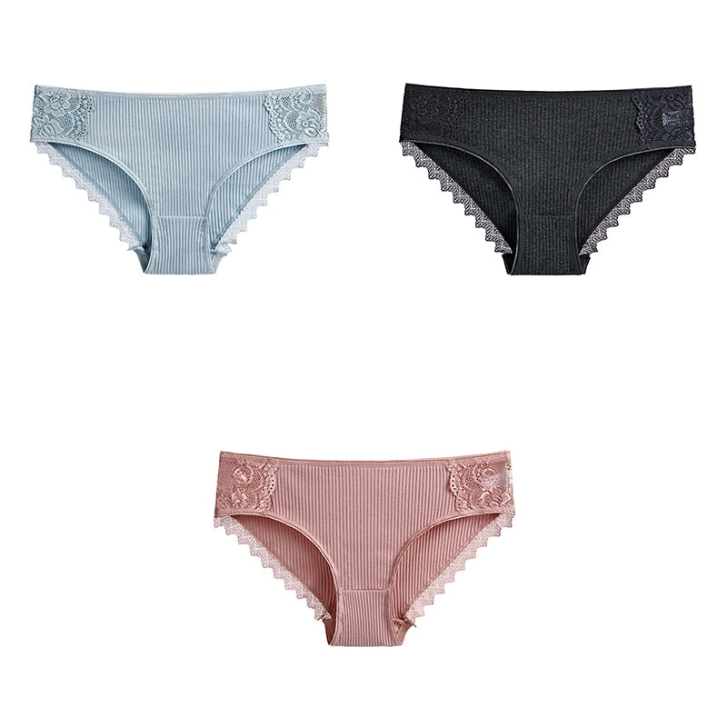 3 uds bragas de algodón para mujer, ropa interior de encaje, calzoncillos femeninos suaves y transpirables de alta calidad, ropa interior para mujer, lencería nueva BANNIROU