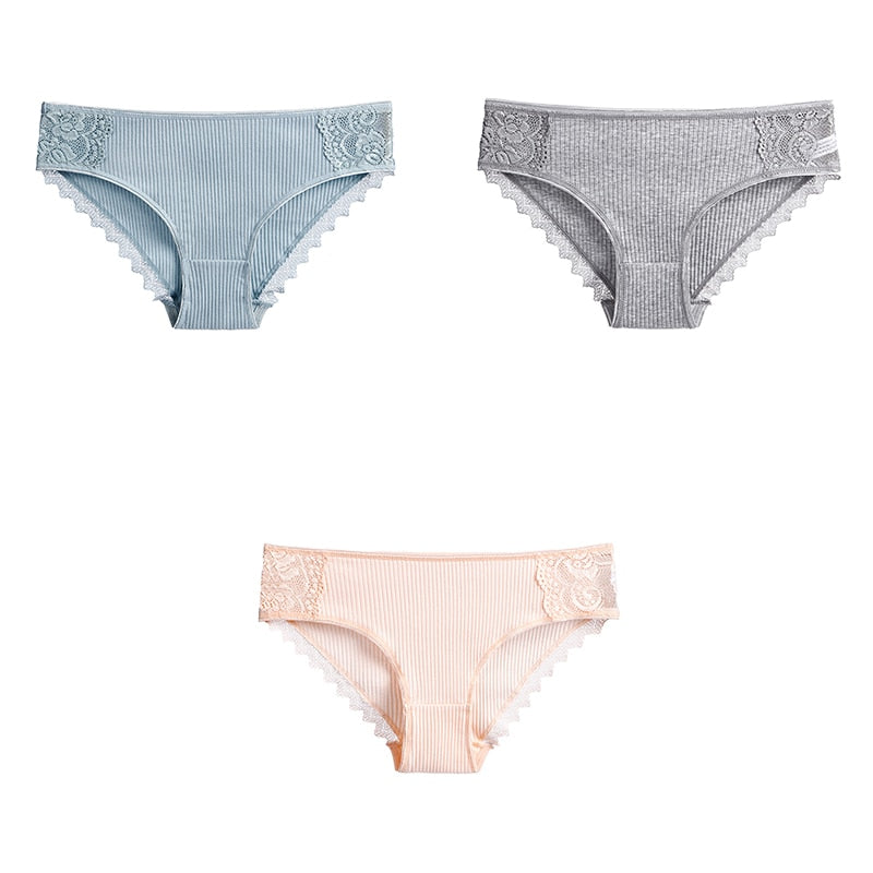 3 uds bragas de algodón para mujer, ropa interior de encaje, calzoncillos femeninos suaves y transpirables de alta calidad, ropa interior para mujer, lencería nueva BANNIROU