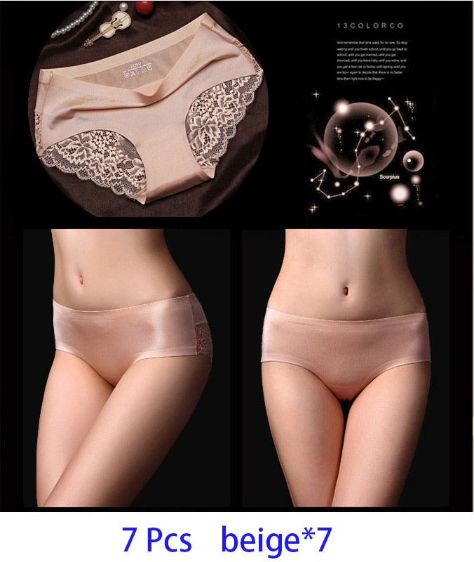 7-teiliges Set Damen-Höschen Exy Panties 2022 Damen-Iace-Dessous Einfarbig Nahtlose Slips Mid-Rise Briefs Damen-Baumwollunterwäsche