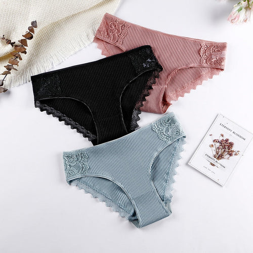 3 uds bragas de algodón para mujer, ropa interior de encaje, calzoncillos femeninos suaves y transpirables de alta calidad, ropa interior para mujer, lencería nueva BANNIROU