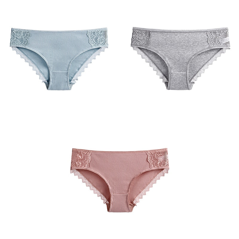 3 uds bragas de algodón para mujer, ropa interior de encaje, calzoncillos femeninos suaves y transpirables de alta calidad, ropa interior para mujer, lencería nueva BANNIROU