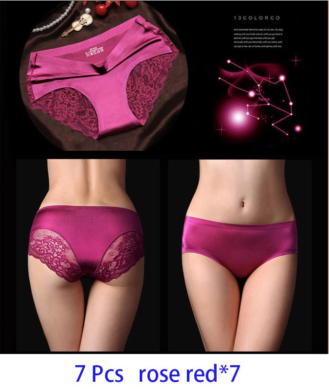 7-teiliges Set Damen-Höschen Exy Panties 2022 Damen-Iace-Dessous Einfarbig Nahtlose Slips Mid-Rise Briefs Damen-Baumwollunterwäsche