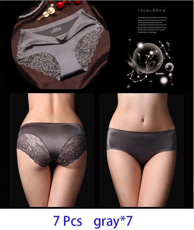 7-teiliges Set Damen-Höschen Exy Panties 2022 Damen-Iace-Dessous Einfarbig Nahtlose Slips Mid-Rise Briefs Damen-Baumwollunterwäsche