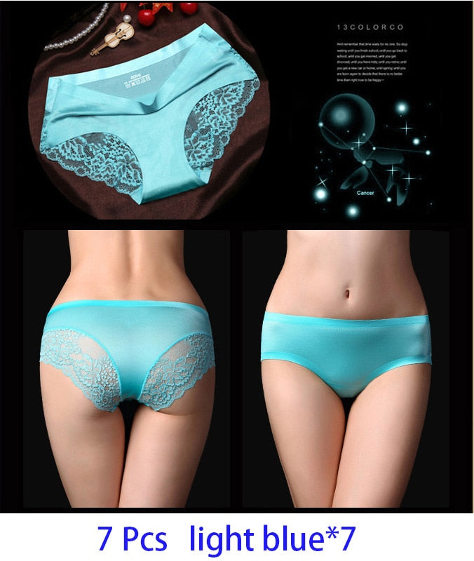 7-teiliges Set Damen-Höschen Exy Panties 2022 Damen-Iace-Dessous Einfarbig Nahtlose Slips Mid-Rise Briefs Damen-Baumwollunterwäsche