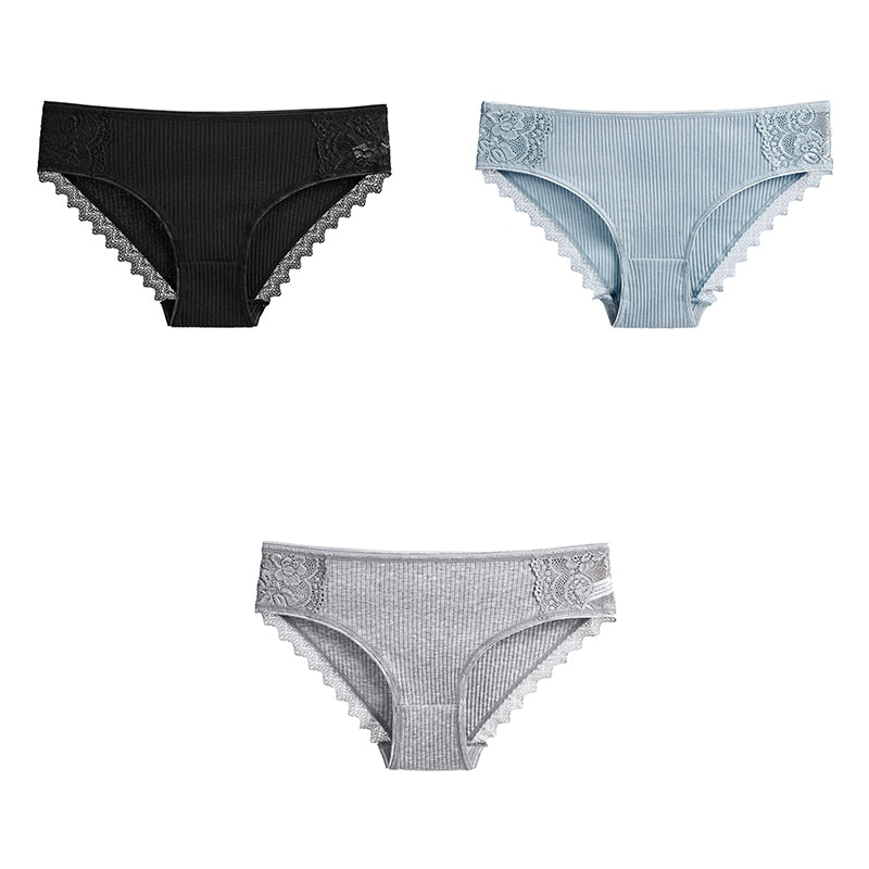 3 uds bragas de algodón para mujer, ropa interior de encaje, calzoncillos femeninos suaves y transpirables de alta calidad, ropa interior para mujer, lencería nueva BANNIROU