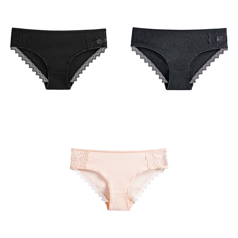 3 uds bragas de algodón para mujer, ropa interior de encaje, calzoncillos femeninos suaves y transpirables de alta calidad, ropa interior para mujer, lencería nueva BANNIROU