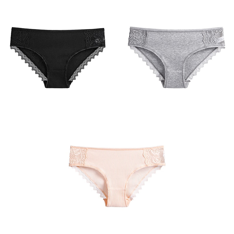 3 uds bragas de algodón para mujer, ropa interior de encaje, calzoncillos femeninos suaves y transpirables de alta calidad, ropa interior para mujer, lencería nueva BANNIROU