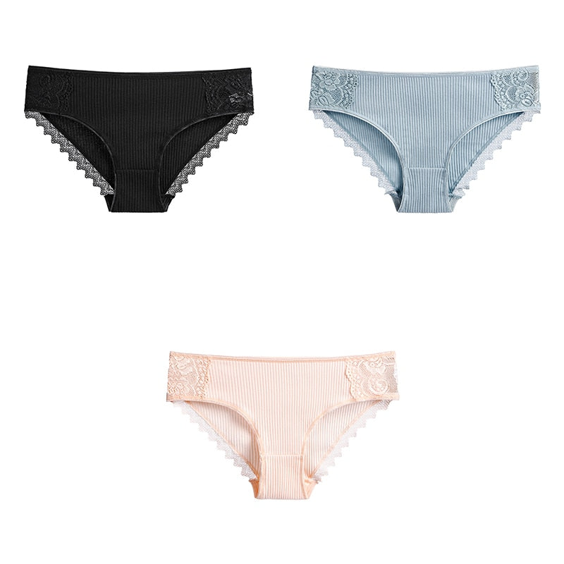 3 uds bragas de algodón para mujer, ropa interior de encaje, calzoncillos femeninos suaves y transpirables de alta calidad, ropa interior para mujer, lencería nueva BANNIROU