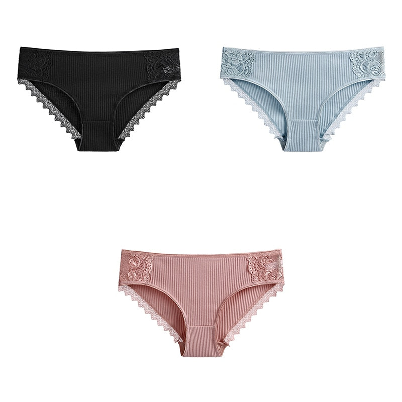 3 uds bragas de algodón para mujer, ropa interior de encaje, calzoncillos femeninos suaves y transpirables de alta calidad, ropa interior para mujer, lencería nueva BANNIROU
