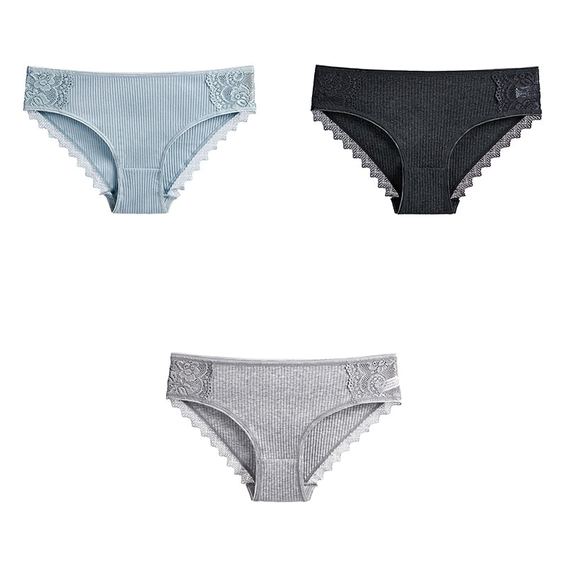 3 uds bragas de algodón para mujer, ropa interior de encaje, calzoncillos femeninos suaves y transpirables de alta calidad, ropa interior para mujer, lencería nueva BANNIROU