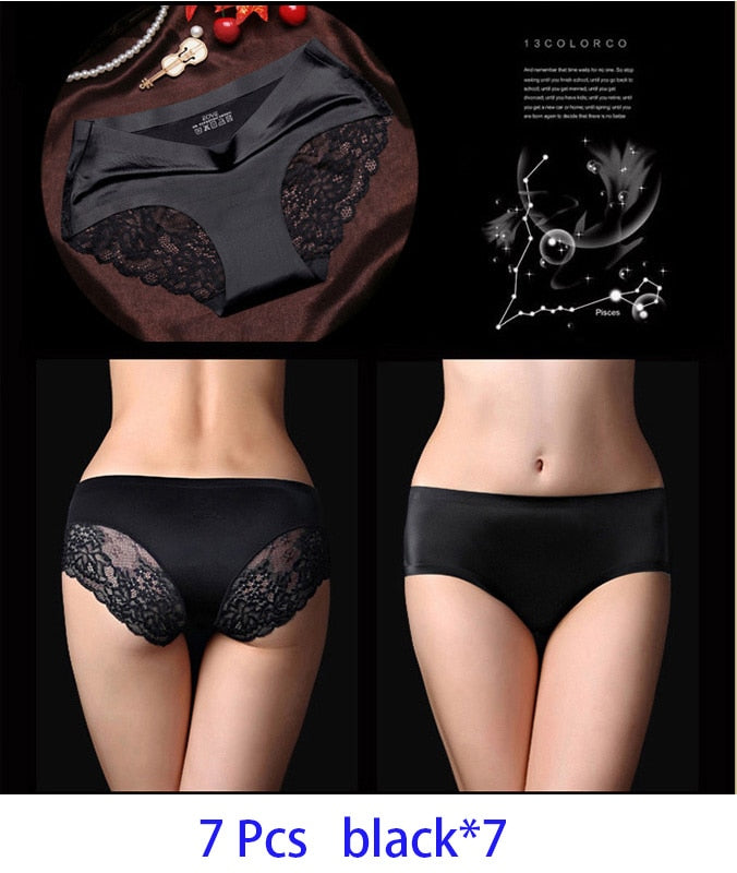 7-teiliges Set Damen-Höschen Exy Panties 2022 Damen-Iace-Dessous Einfarbig Nahtlose Slips Mid-Rise Briefs Damen-Baumwollunterwäsche