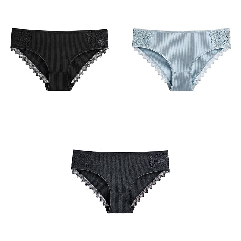 3 uds bragas de algodón para mujer, ropa interior de encaje, calzoncillos femeninos suaves y transpirables de alta calidad, ropa interior para mujer, lencería nueva BANNIROU
