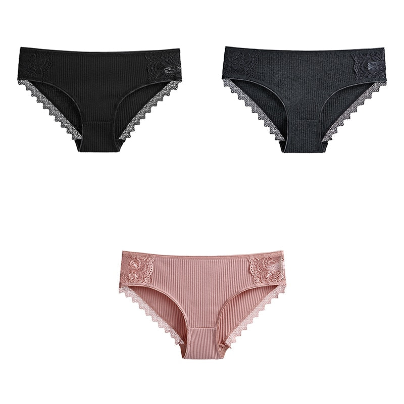 3 uds bragas de algodón para mujer, ropa interior de encaje, calzoncillos femeninos suaves y transpirables de alta calidad, ropa interior para mujer, lencería nueva BANNIROU