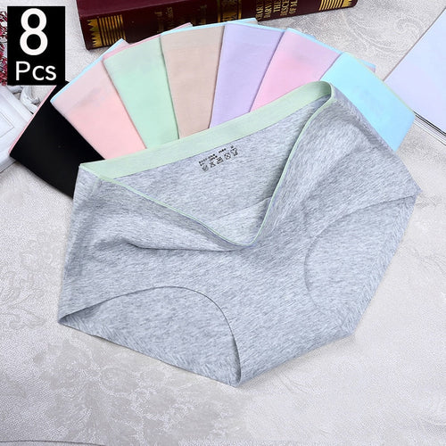8 Uds. Calzoncillos para mujer, bragas sexys a la moda para mujer, calzoncillos lisos sin costuras, ropa interior de algodón para mujer, bragas para niña