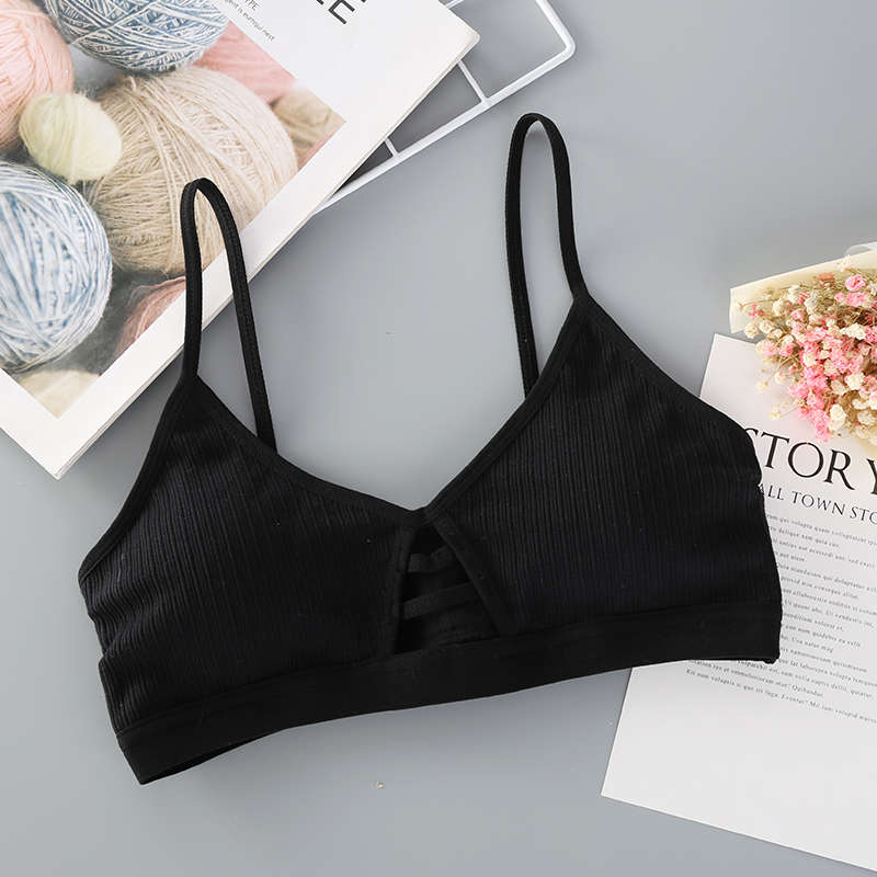 Sujetador de algodón para mujer, ropa interior sin costuras, Top de tubo, lencería hueca frontal, ropa íntima sin aros