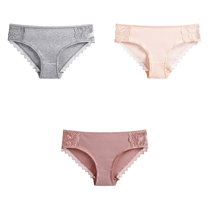 3 uds bragas de algodón para mujer, ropa interior de encaje, calzoncillos femeninos suaves y transpirables de alta calidad, ropa interior para mujer, lencería nueva BANNIROU