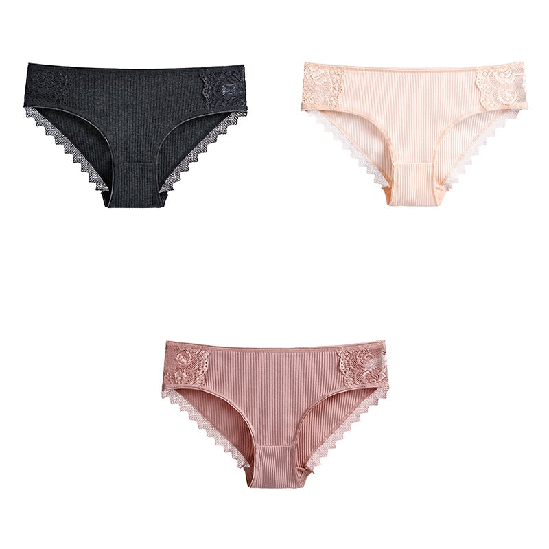 3 uds bragas de algodón para mujer, ropa interior de encaje, calzoncillos femeninos suaves y transpirables de alta calidad, ropa interior para mujer, lencería nueva BANNIROU
