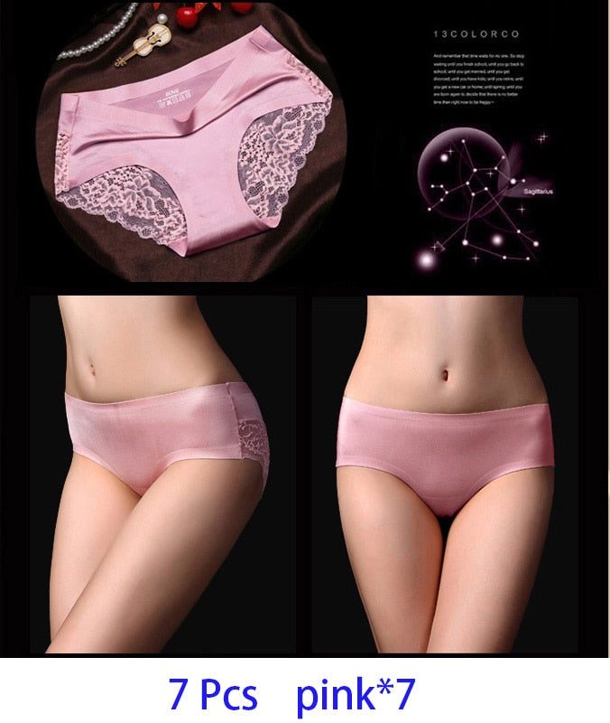 7-teiliges Set Damen-Höschen Exy Panties 2022 Damen-Iace-Dessous Einfarbig Nahtlose Slips Mid-Rise Briefs Damen-Baumwollunterwäsche