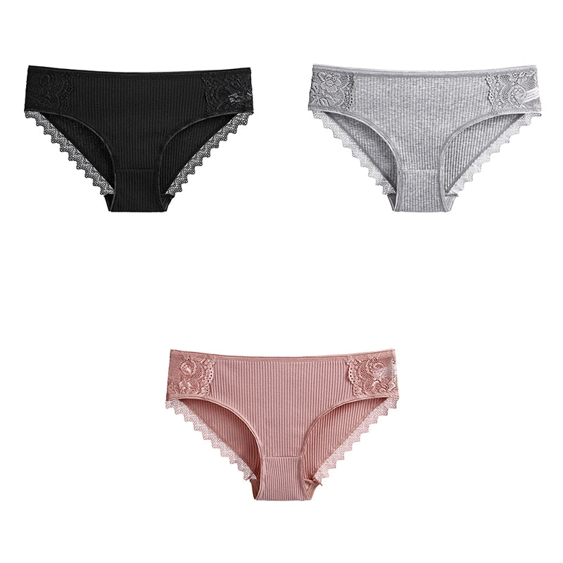 3 uds bragas de algodón para mujer, ropa interior de encaje, calzoncillos femeninos suaves y transpirables de alta calidad, ropa interior para mujer, lencería nueva BANNIROU