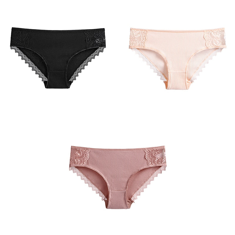 3 uds bragas de algodón para mujer, ropa interior de encaje, calzoncillos femeninos suaves y transpirables de alta calidad, ropa interior para mujer, lencería nueva BANNIROU