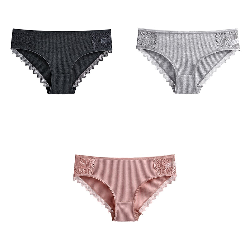 3 uds bragas de algodón para mujer, ropa interior de encaje, calzoncillos femeninos suaves y transpirables de alta calidad, ropa interior para mujer, lencería nueva BANNIROU