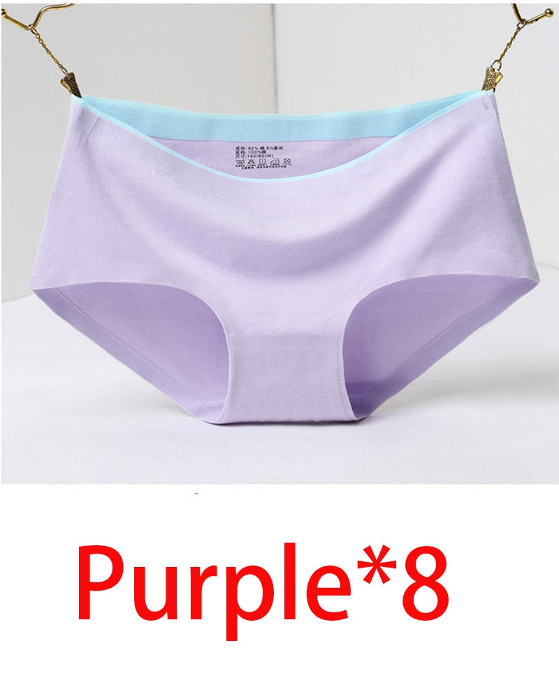 8 Uds. Calzoncillos para mujer, bragas sexys a la moda para mujer, calzoncillos lisos sin costuras, ropa interior de algodón para mujer, bragas para niña