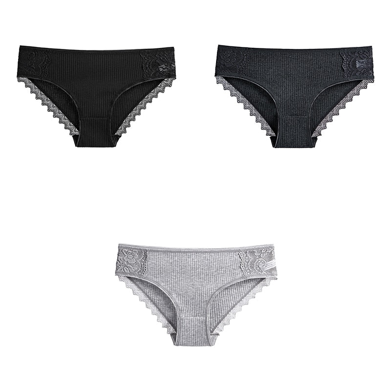 3 uds bragas de algodón para mujer, ropa interior de encaje, calzoncillos femeninos suaves y transpirables de alta calidad, ropa interior para mujer, lencería nueva BANNIROU