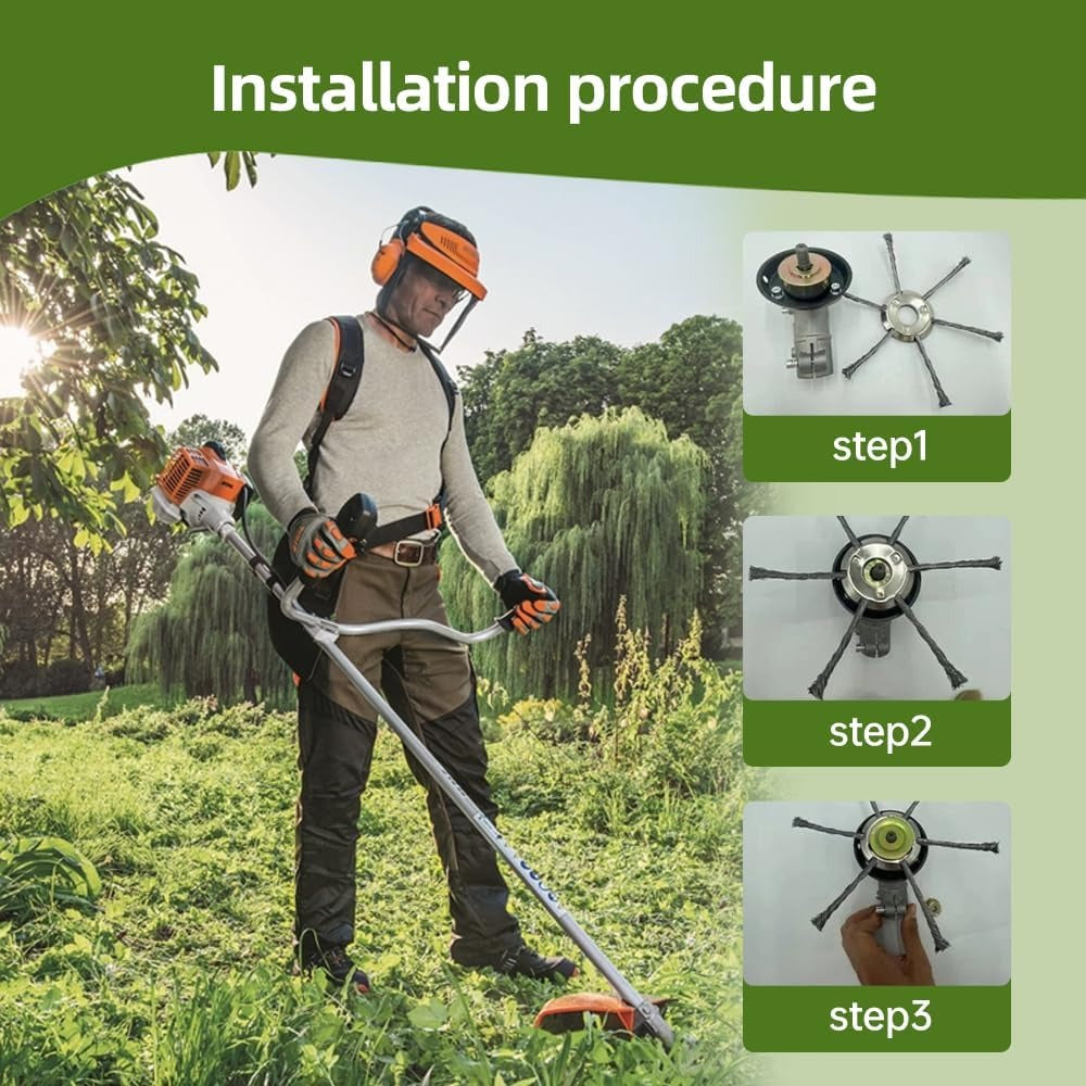 Unbreakable Steel Wire Trimmer Head -♻️Universal Fit Lifetime Replacement for Gas & Electric Trimmers -🇺🇸End String Snapping Forever with Hardened American Steel Twisted Core Technology