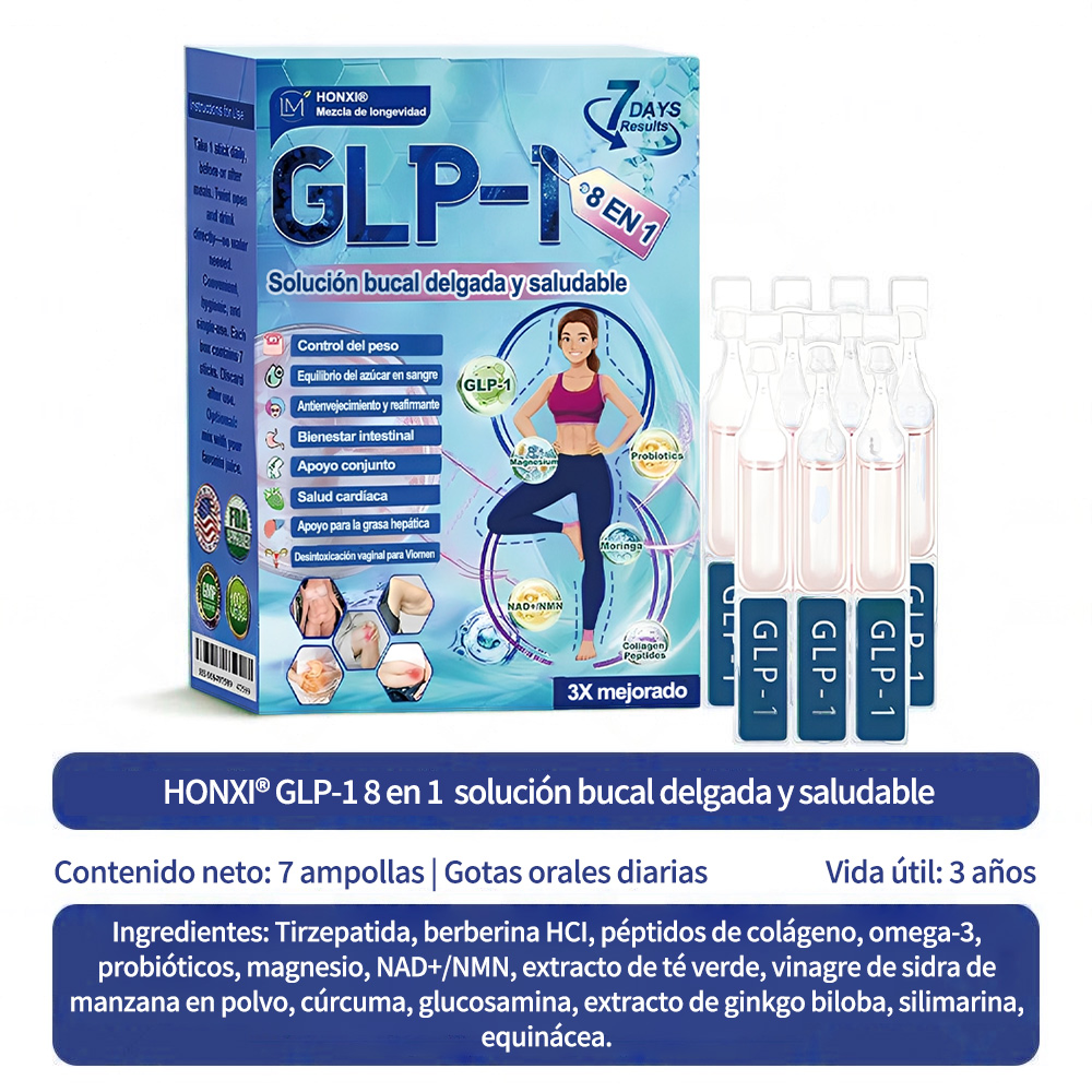 Tienda en línea | Honxi® GLP-1 Solución oral adelgazante y saludable (una vez al día, resultados visibles en 7 días) Favorece la obesidad, la salud cardiovascular, la diabetes, la apnea del sueño, la salud intestinal y los problemas articulares