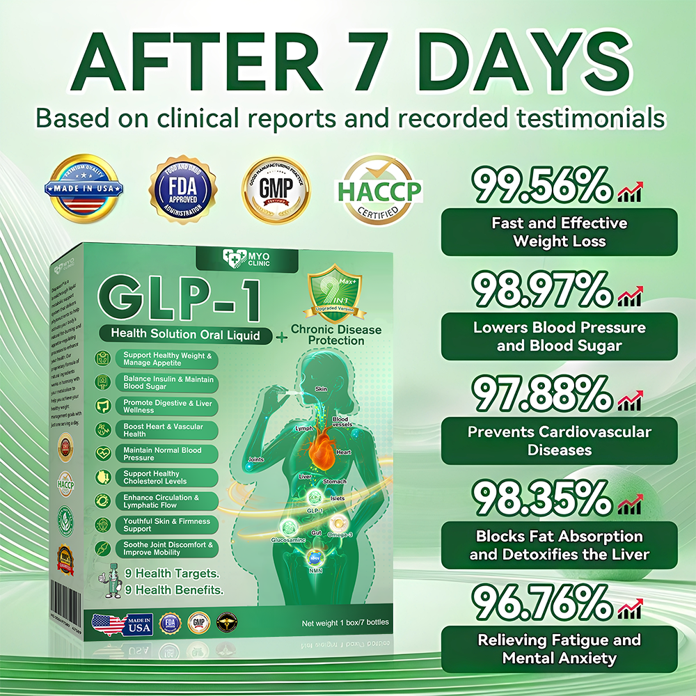 Official Store | Myo Clinic GLP-1 9-IN-1 Slim & Healthy Oral Solution(Once a day, visible results in 7 days) Supports obesity, cardiovascular health, diabetes, sleep apnea, gut health, joint issues, while also firming the skin and boosting energy