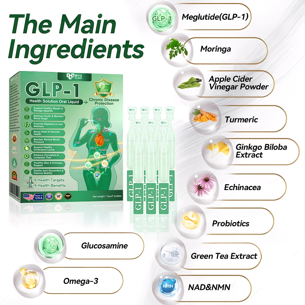 Official Store | Myo Clinic GLP-1 9-IN-1 Slim & Healthy Oral Solution(Once a day, visible results in 7 days) Supports obesity, cardiovascular health, diabetes, sleep apnea, gut health, joint issues, while also firming the skin and boosting energy