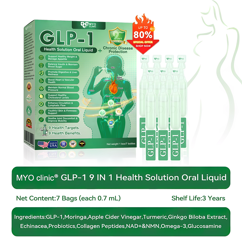 Official Store | Myo Clinic GLP-1 9-IN-1 Slim & Healthy Oral Solution(Once a day, visible results in 7 days) Supports obesity, cardiovascular health, diabetes, sleep apnea, gut health, joint issues, while also firming the skin and boosting energy