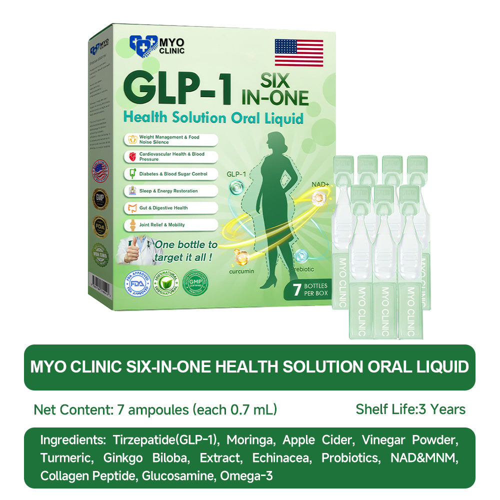 Official Store | Myo Clinic GLP-1 SIX-IN-ONE Health Solution Oral Liquid (Just once a day, visible changes in 7 days) For obesity, cardiovascular health, diabetes, sleep apnea, Gut Health, joint issues, and more