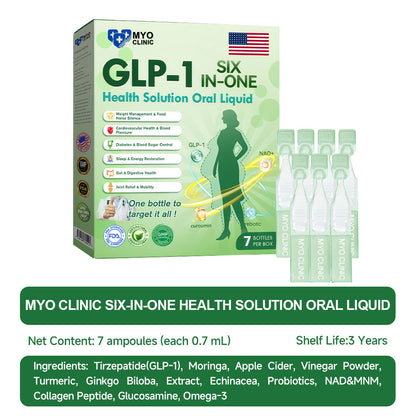 Official Store | Myo Clinic GLP-1 SIX-IN-ONE Health Solution Oral Liquid (Just once a day, visible changes in 7 days) For obesity, cardiovascular health, diabetes, sleep apnea, Gut Health, joint issues, and more