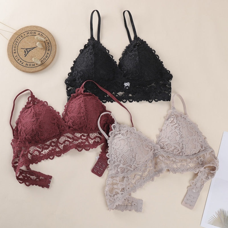 Bralette de encaje para mujer, sujetadores sin costuras, Tops de tubo traseros de belleza sexis, ropa interior para niñas, sujetadores recogidos