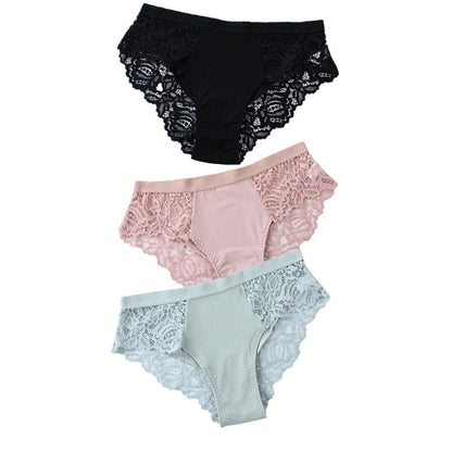 3 uds bragas de algodón, bragas sexis, bragas de encaje, ropa interior para mujer, bragas de lencería para mujer, bragas florales, calzoncillos