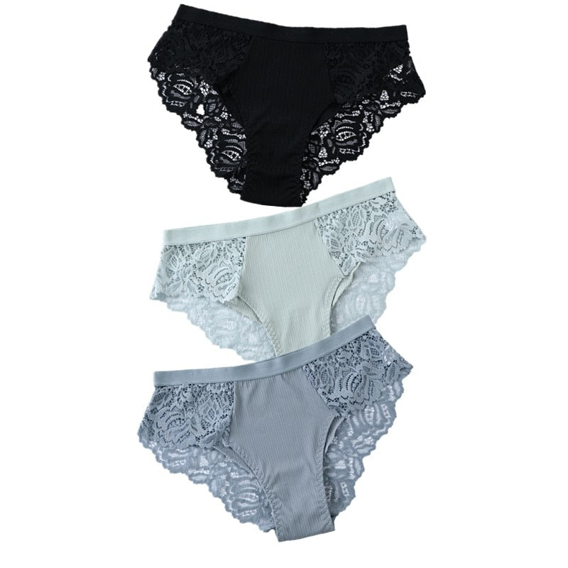 3 uds bragas de algodón, bragas sexis, bragas de encaje, ropa interior para mujer, bragas de lencería para mujer, bragas florales, calzoncillos