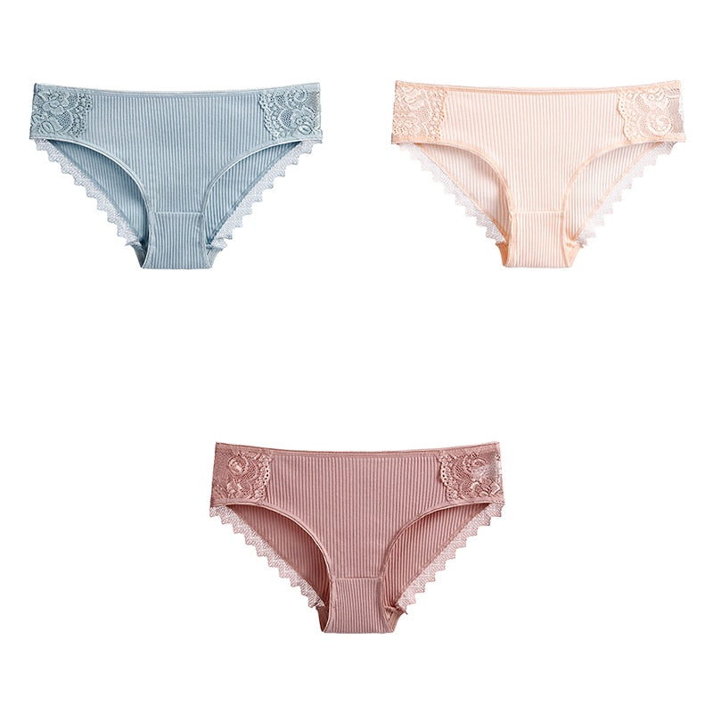 3 uds bragas de algodón para mujer, ropa interior de encaje, calzoncillos femeninos suaves y transpirables de alta calidad, ropa interior para mujer, lencería nueva BANNIROU