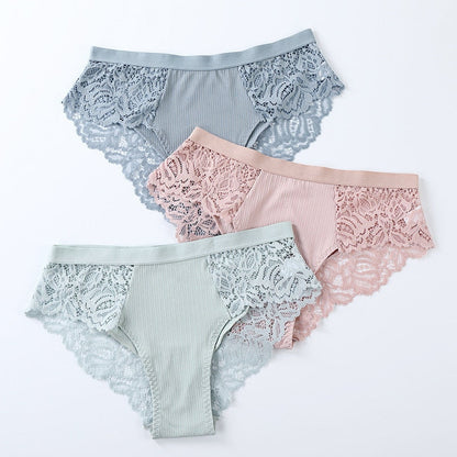 3 uds bragas de algodón, bragas sexis, bragas de encaje, ropa interior para mujer, bragas de lencería para mujer, bragas florales, calzoncillos