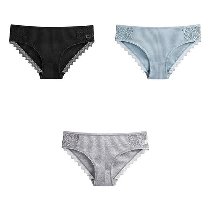 3 uds bragas de algodón para mujer, ropa interior de encaje, calzoncillos femeninos suaves y transpirables de alta calidad, ropa interior para mujer, lencería nueva BANNIROU