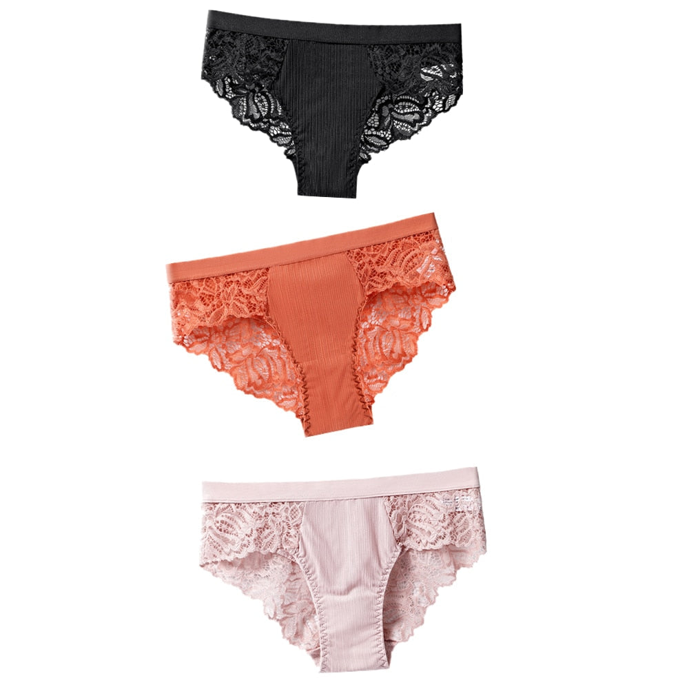 3 uds bragas de algodón, bragas sexis, bragas de encaje, ropa interior para mujer, bragas de lencería para mujer, bragas florales, calzoncillos