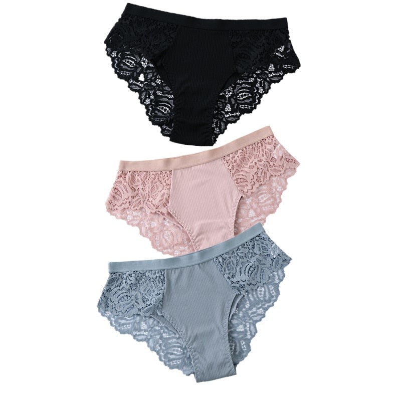 3 uds bragas de algodón, bragas sexis, bragas de encaje, ropa interior para mujer, bragas de lencería para mujer, bragas florales, calzoncillos