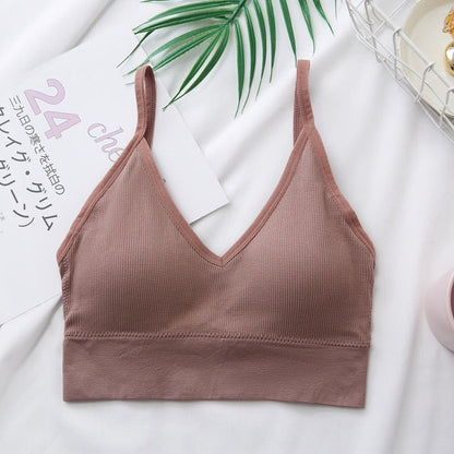 Tops cortos sexys para mujer, Top de tubo, ropa de calle femenina, camisola sin mangas, lencería deportiva sin costuras, camiseta, sujetador, Top corto, camiseta sin mangas