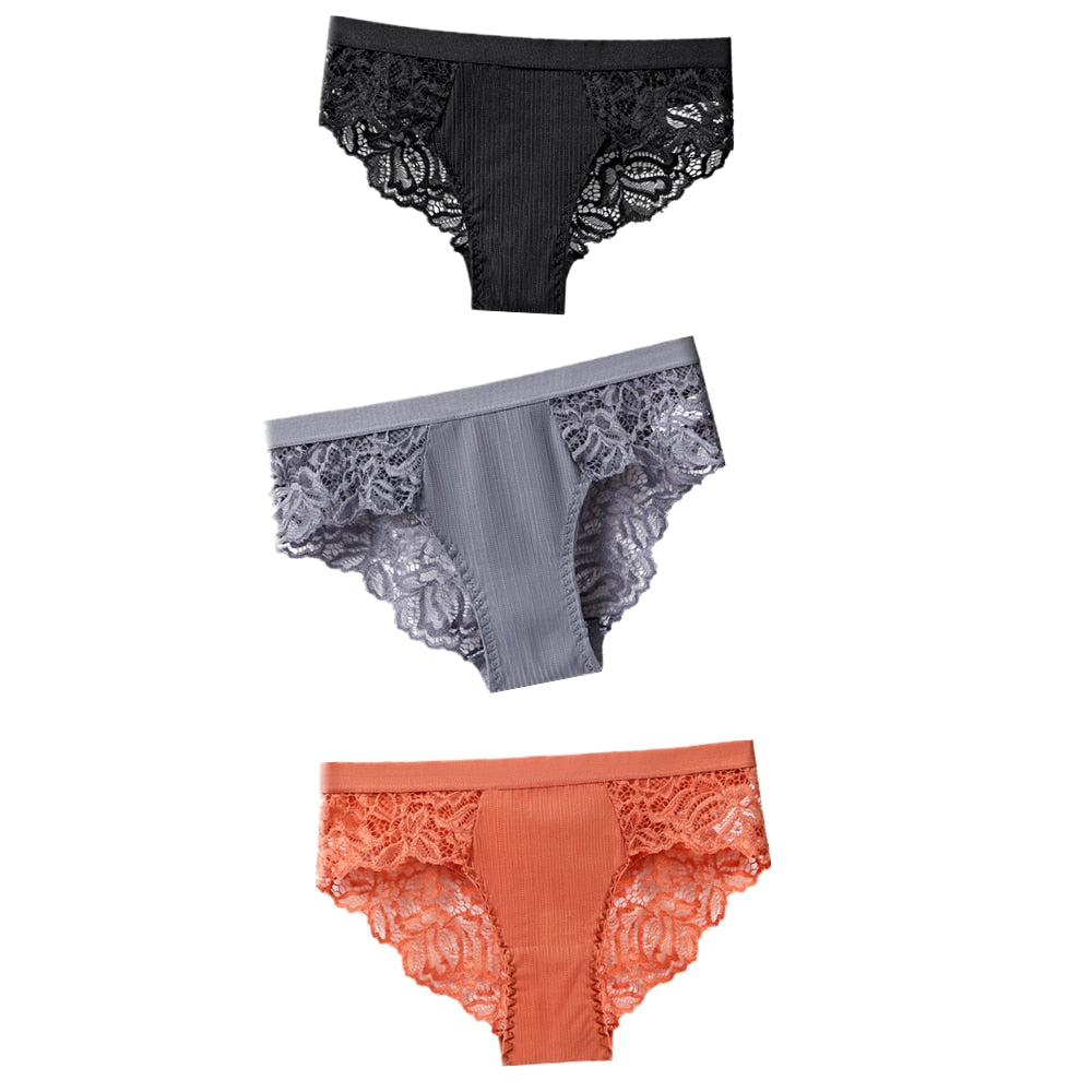 3 uds bragas de algodón, bragas sexis, bragas de encaje, ropa interior para mujer, bragas de lencería para mujer, bragas florales, calzoncillos