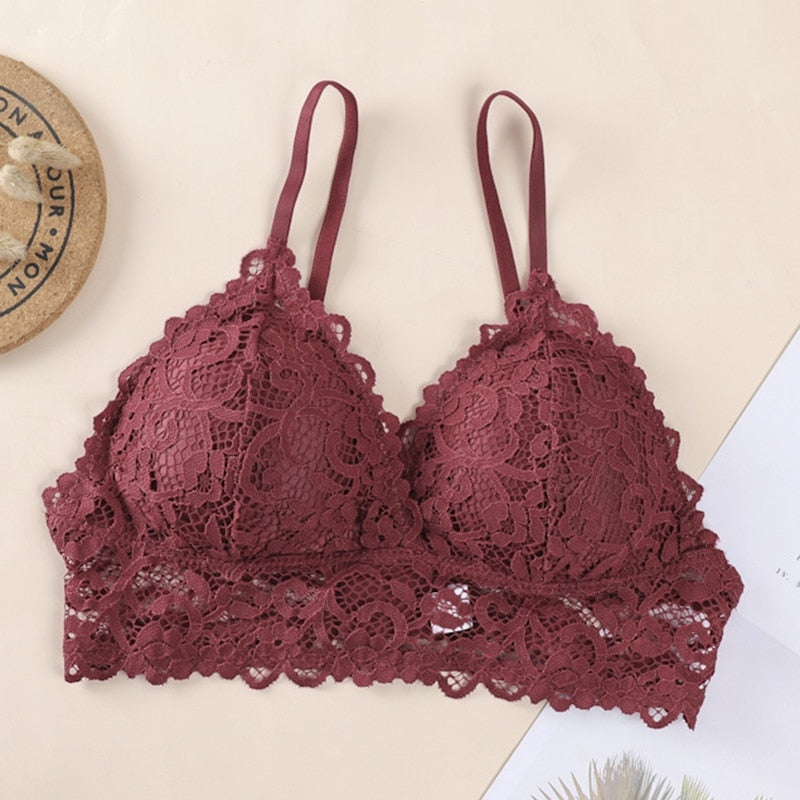 Bralette de encaje para mujer, sujetadores sin costuras, Tops de tubo traseros de belleza sexis, ropa interior para niñas, sujetadores recogidos