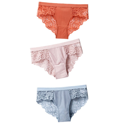 3 uds bragas de algodón, bragas sexis, bragas de encaje, ropa interior para mujer, bragas de lencería para mujer, bragas florales, calzoncillos