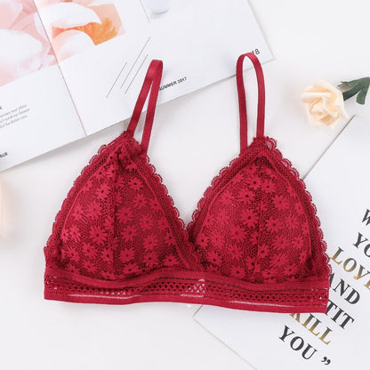 Sujetadores acolchados de encaje para mujer, lencería cómoda con espalda envuelta en el pecho, sin aros