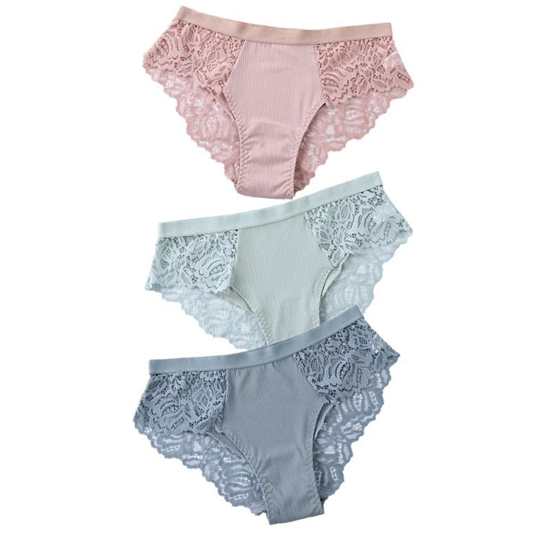 3 uds bragas de algodón, bragas sexis, bragas de encaje, ropa interior para mujer, bragas de lencería para mujer, bragas florales, calzoncillos
