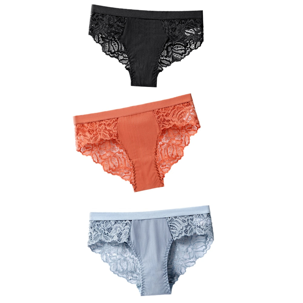 3 uds bragas de algodón, bragas sexis, bragas de encaje, ropa interior para mujer, bragas de lencería para mujer, bragas florales, calzoncillos